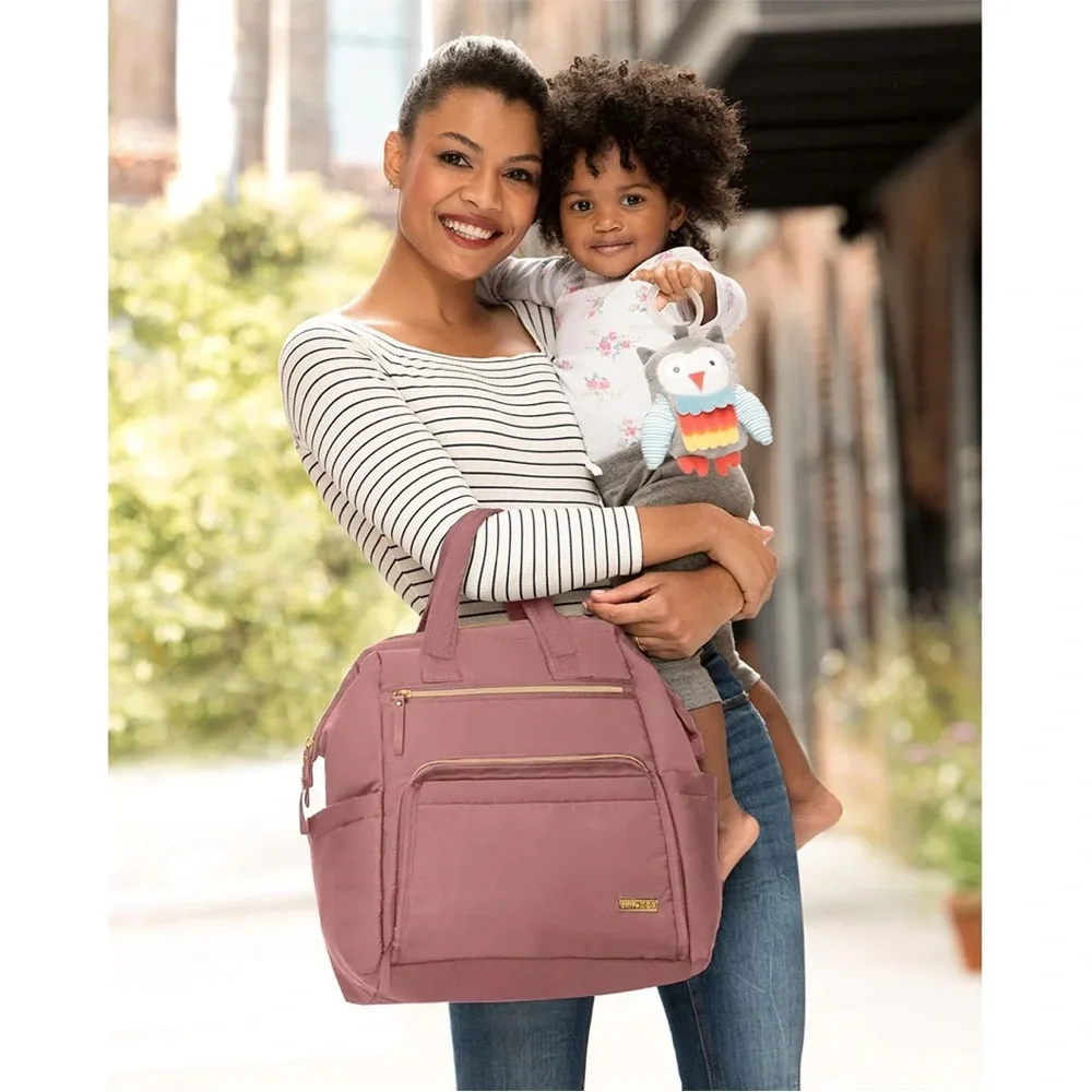 💕SKIP HOP Mainframe Wide Open Diaper Backpack. Dusty Rose